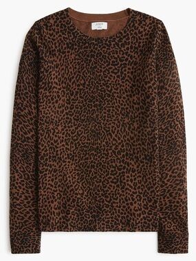 J. Crew Brown & Black Leopard-Print Crewneck Sweater